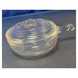 Clear Glass Lidded Dish With Handle