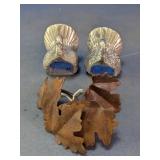 Metal Leaf & Aluminum Turkey Napkin Ring Set