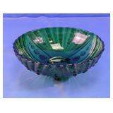 Vtg Emerald Green Hobnail Glass Footed Bowl