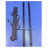Pair of Black Ninja-Style Swords With Sheath