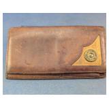 Brown Leather Bifold Wallet with Gauge Accent