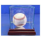 Signed Official National League Baseball in Case