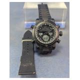 Black Analog-Digital Wristwatch With Extra Band