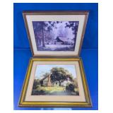 Framed Country Cabin Landscape Art Prints Lot