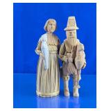Handcrafted Wood & Corn Husk Pilgrim Figurines