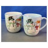 Salute Ceramics Snowman Christmas Mugs Pair