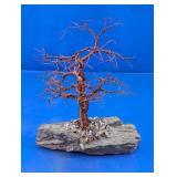 Twisted Copper Wire Tree & Petrified Wood