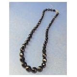 Vtg 22" Jet Glass Bead Necklace