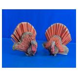 Wooden Turkey Figurines Duo