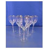 Gold-Rimmed Clear Glass Stemware Lot