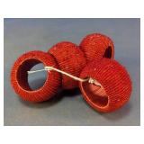Red Beaded Napkin Rings Set