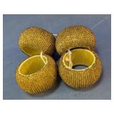 Gold Beaded Napkin Rings Set