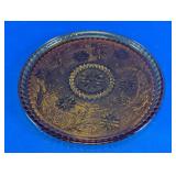 Vintage Glass Floral Pattern Round Tray Platter