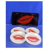 Lip Print Glass Plates & Decorative Plate Sign
