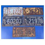 Vtg Georgia Metal License Plates Lot