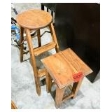 Vintage Step Stool & Wood Table