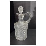 Pressed glass hobnail pattern decanter with stopper