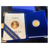 1988 P 1/10th ounce gold bullion $5 proof coin
