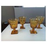 4 vintage Indiana Glass Colony Park Lane amber water goblets