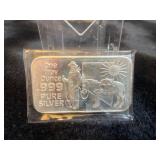 One troy ounce fine silver bar