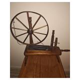 Decorative wooden spinning wheel planter