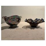 Two Iridescent Glass Bowls