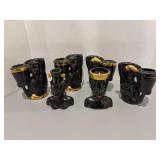 Ceramic vase African figurines and candle holders