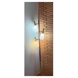 Mid-Century Modern Tension Pole Lamp with Three Milk Glass Shades