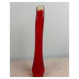 Vintage Mid Century Modern L.E. Smith Swung Red Art Glass Vase