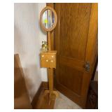 Oak Shaving Stand with Mirror and Brass Shaving Set