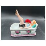 Porcelain Naughty Nodders Ashtray with Swinging Legs