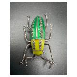 Sterling Silver and Enamel Beetle Brooch, Marked 925