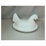 Vintage Indiana White Milk Glass Hen on a Nest