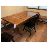7 Ft Wooden Dining Room Table w/ Benches and Chairs