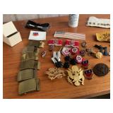 Large Lot of Military Adornment, Patches, Medals, Buckles, Ect.