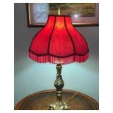 A Pair of Red Lamps with Sequins and Fringe