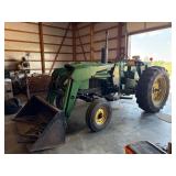 Vintage John Deere 3020 Diesel Tractor with loader