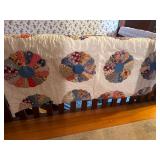 Handmade Dresden Plate Quilt, Multicolor Patchwork, 58”x72”