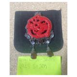 Sajen Sterling Silver (.935) Dragon Pendant with Gemstone Accents