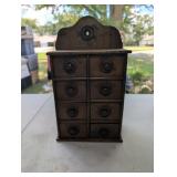 Antique 8-Drawer Wood Spice Cabinet, Primitive
