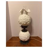 Fenton White Poppy Gone with the Wind Lamp