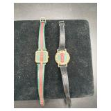 Two Gucci Watches with Multicolored Dials and Straps