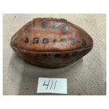 Antique 1924 Heavily Weathered Brown Leather Lace-up Football 