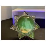 Antique 7 point star magnifying paperweight�GLOWS under 365