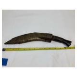 Vintage Indian Kukri Knife with A Wooden Brass Tipped Sheath