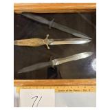 3 Gerber Knives in Oak Display Case