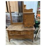 Antique Dresser w/Mirro & Hat Box