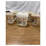 4 Hallmark Mugs and Canister