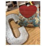 Metal C, Wood Heart, Flowered Throw