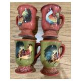 4 Rooster Mugs